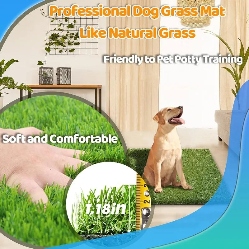 A dog training washable grass pad with drainage holes and easy to clean artificial grass pads for dogs