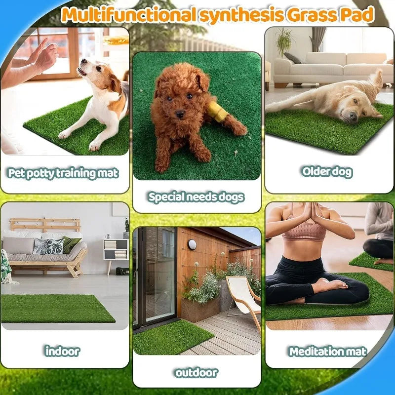 A dog training washable grass pad with drainage holes and easy to clean artificial grass pads for dogs