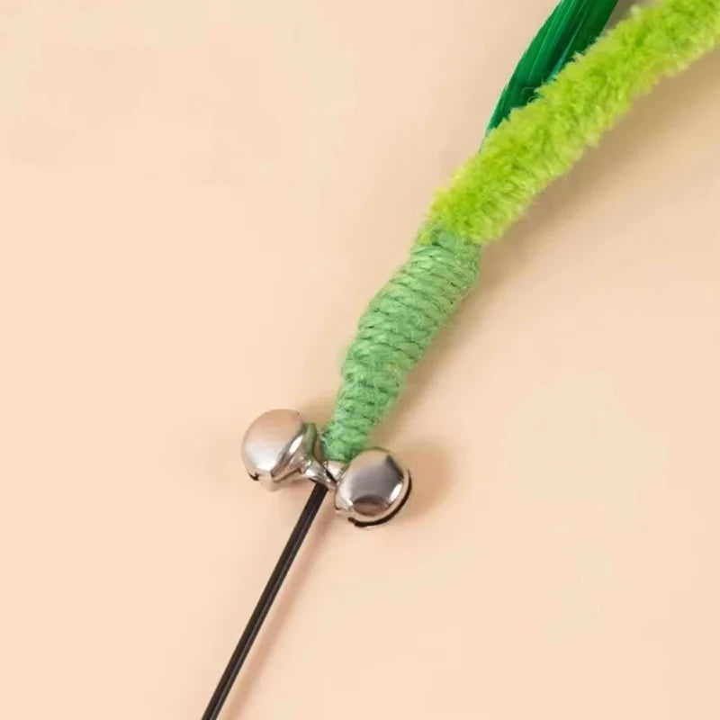 Bite Resistant Cat Teaser Wand Interactive Feather Toy with Sound Tail Grass Kitten Teasing Stick for Cats Durable Cat Supplies