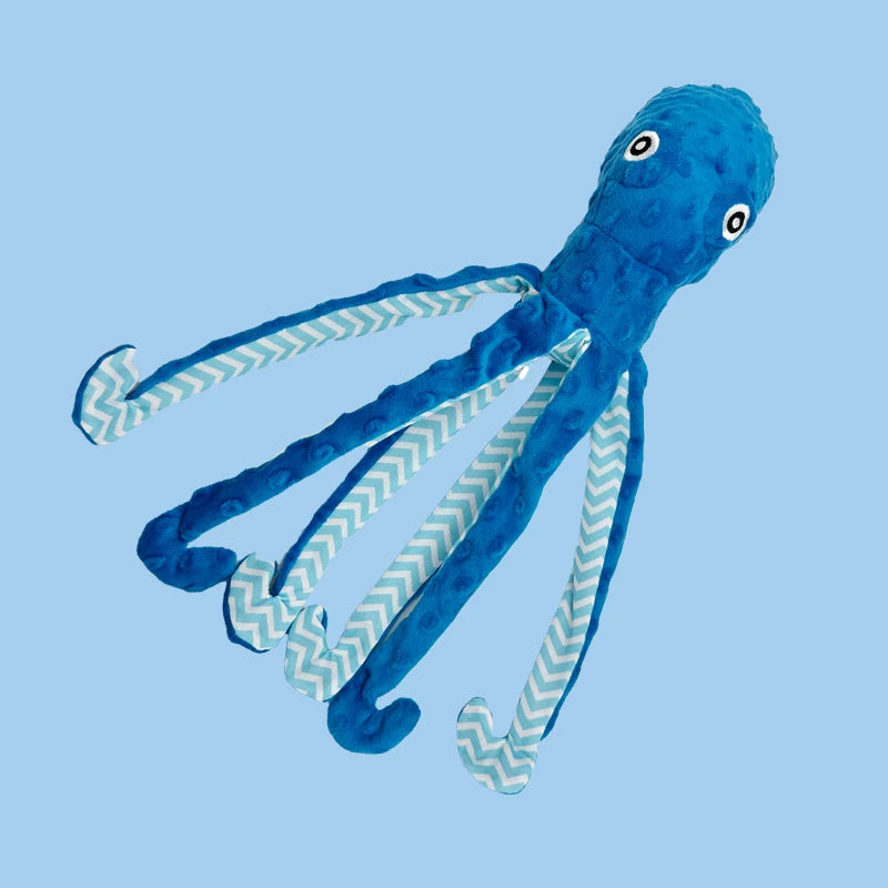 2025 new pet dog plush cute cartoon octopus toy with sound tug-of-war interactive,anti-demolition home,and companionship for dog