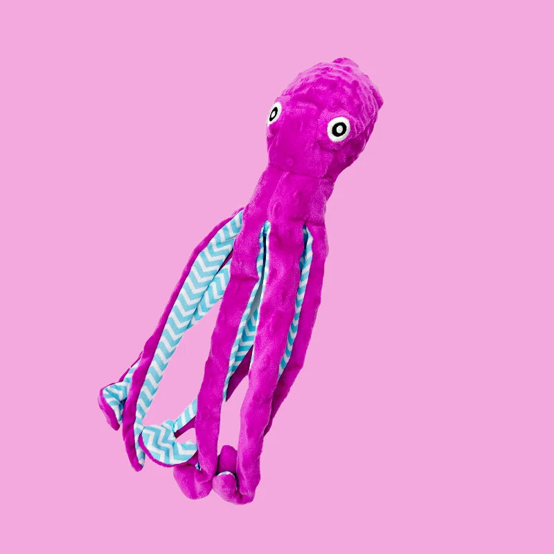 2025 new pet dog plush cute cartoon octopus toy with sound tug-of-war interactive,anti-demolition home,and companionship for dog