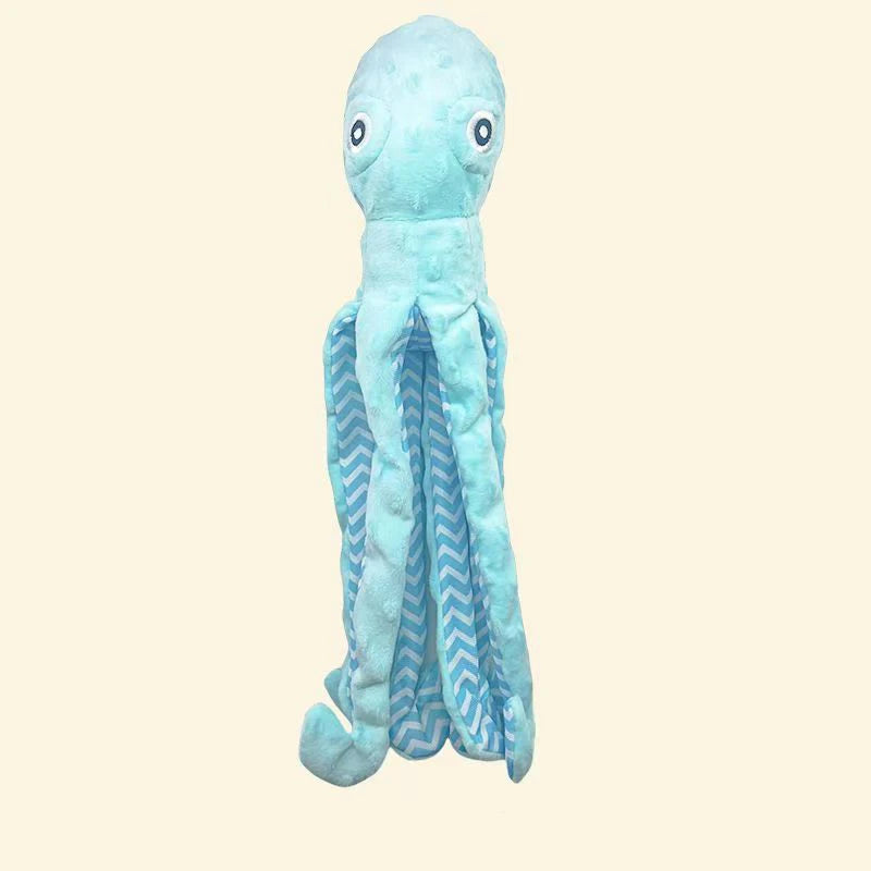 2025 new pet dog plush cute cartoon octopus toy with sound tug-of-war interactive,anti-demolition home,and companionship for dog