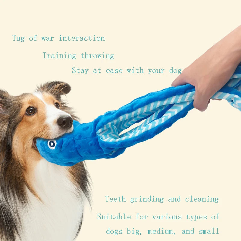 2025 new pet dog plush cute cartoon octopus toy with sound tug-of-war interactive,anti-demolition home,and companionship for dog