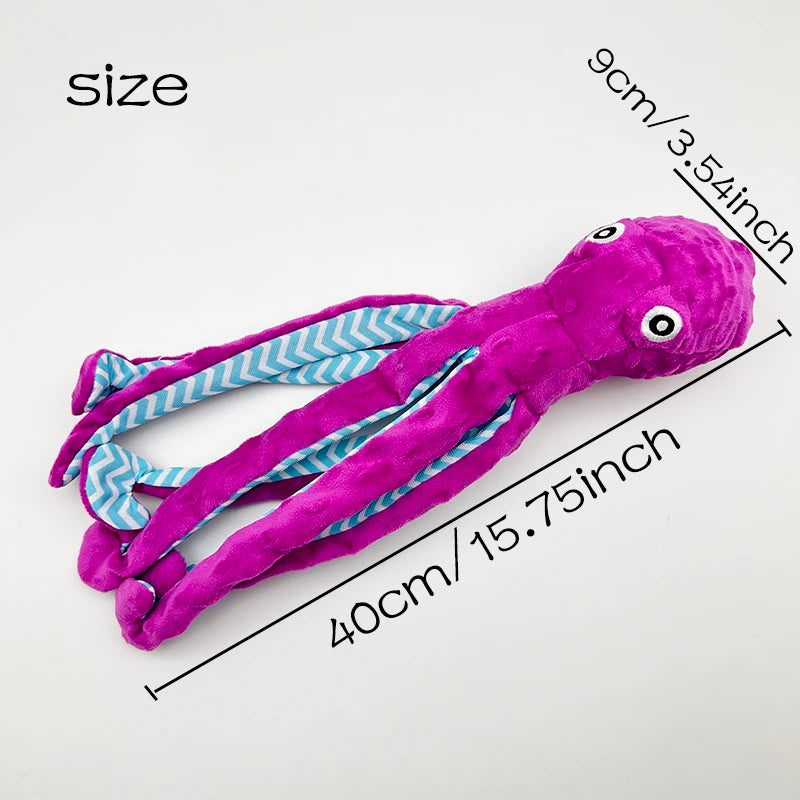 2025 new pet dog plush cute cartoon octopus toy with sound tug-of-war interactive,anti-demolition home,and companionship for dog