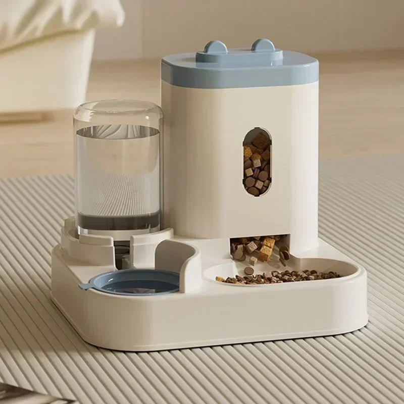 All-in-One Pet Feeding Station Automatic Food Bowl Water Fountain Cats/Dogs Large Capacity Raised Stand Essential Accessories
