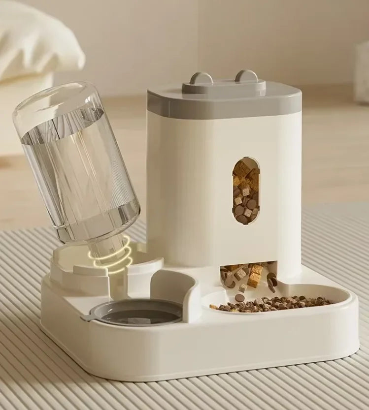 All-in-One Pet Feeding Station Automatic Food Bowl Water Fountain Cats/Dogs Large Capacity Raised Stand Essential Accessories