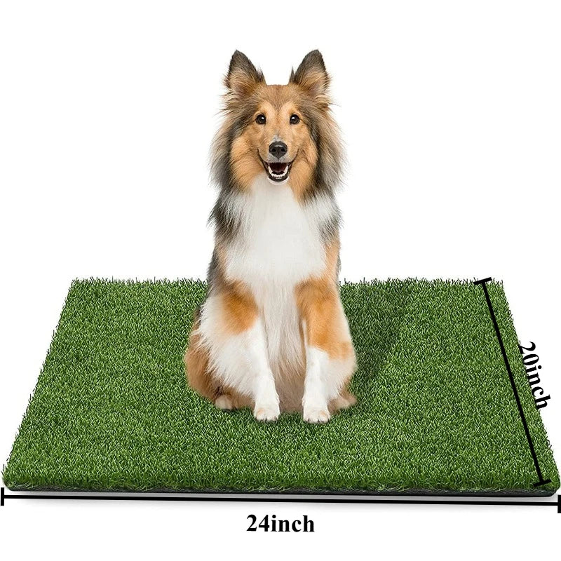 A dog training washable grass pad with drainage holes and easy to clean artificial grass pads for dogs